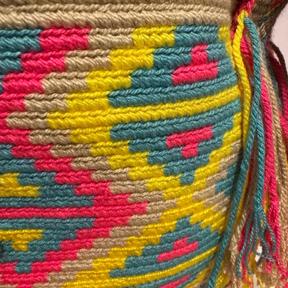Wayuu Designer Collection Hobo Bag Wayuu Crochet, Large Drawstring Tassel Boho - Picture 2 of 11